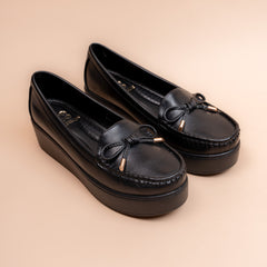 Quiet Authority Black Office Platform Loafers