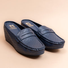 Soft Ledger Office Wedge Loafer Mules