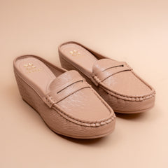 Soft Ledger Office Wedge Loafer Mules