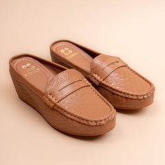 Soft Ledger Office Wedge Loafer Mules