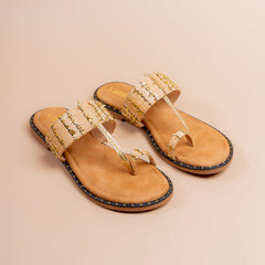 Nawaab Textured Gold Weave Flats