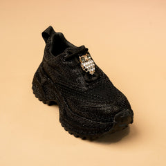 Midnight Black Embellished Sneakers