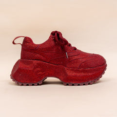 Lava Ruby Red Embellished Sneakers