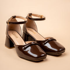 Daily Brew Block Heel in Burgundy Brown