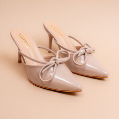 Velour Bow Formal Mule Heels