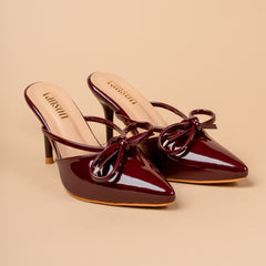Velour Bow Formal Mule Heels