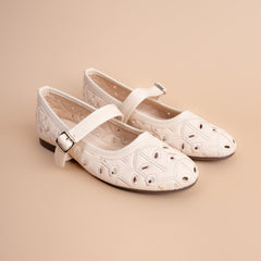 Daisy Day – Women’s Floral Cutwork Mary Jane Flats