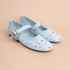 Daisy Day – Women’s Floral Cutwork Mary Jane Flats