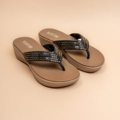 Twilight — Women’s Black Embellished Wedge