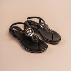 Bronze noire Loop T-Strap Sandals