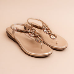 Bronze noire Loop T-Strap Sandals