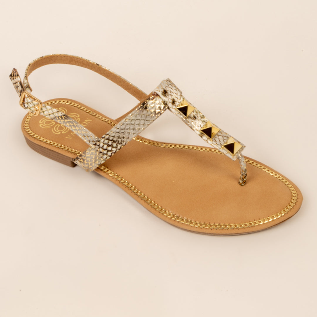 COMET-Flat Sandal in-Gold.