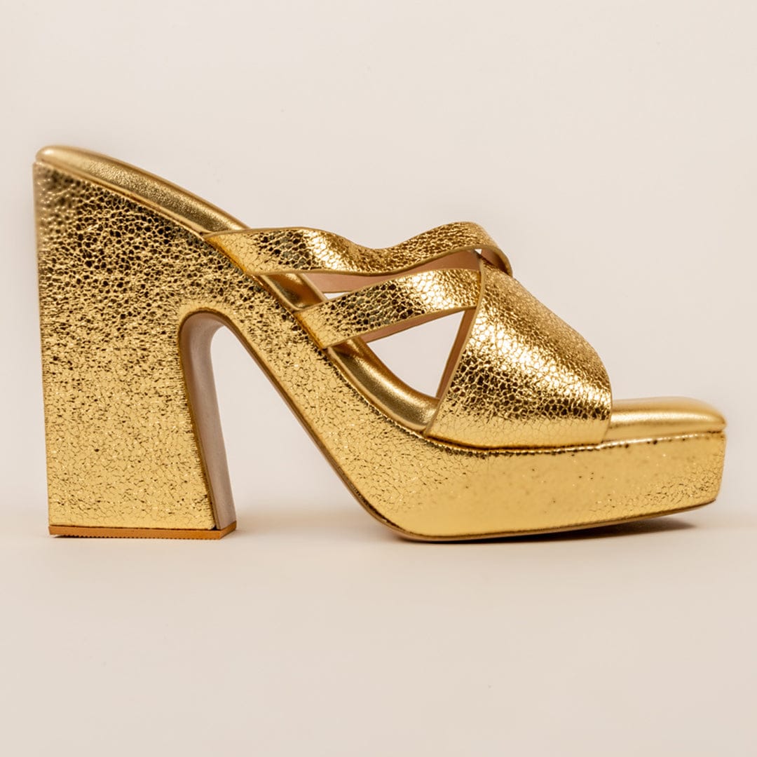 FERRO GOLD-High Block Heel in-Gold.