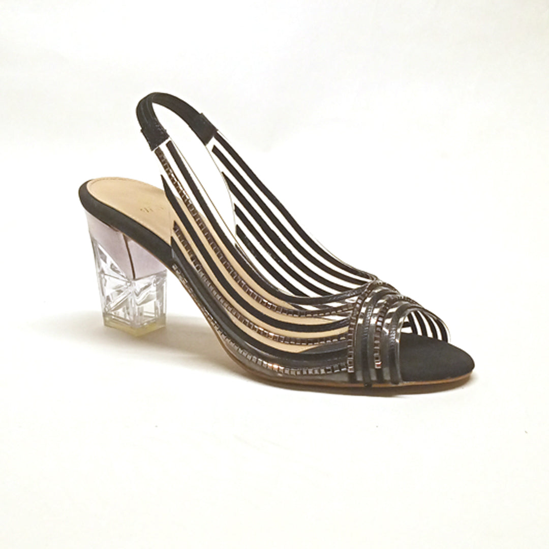 Fancy Ladies Party Wear Skin Friendly Stylish Look Black High Heels Sandal  at Best Price in Agra | Geetam Footwear