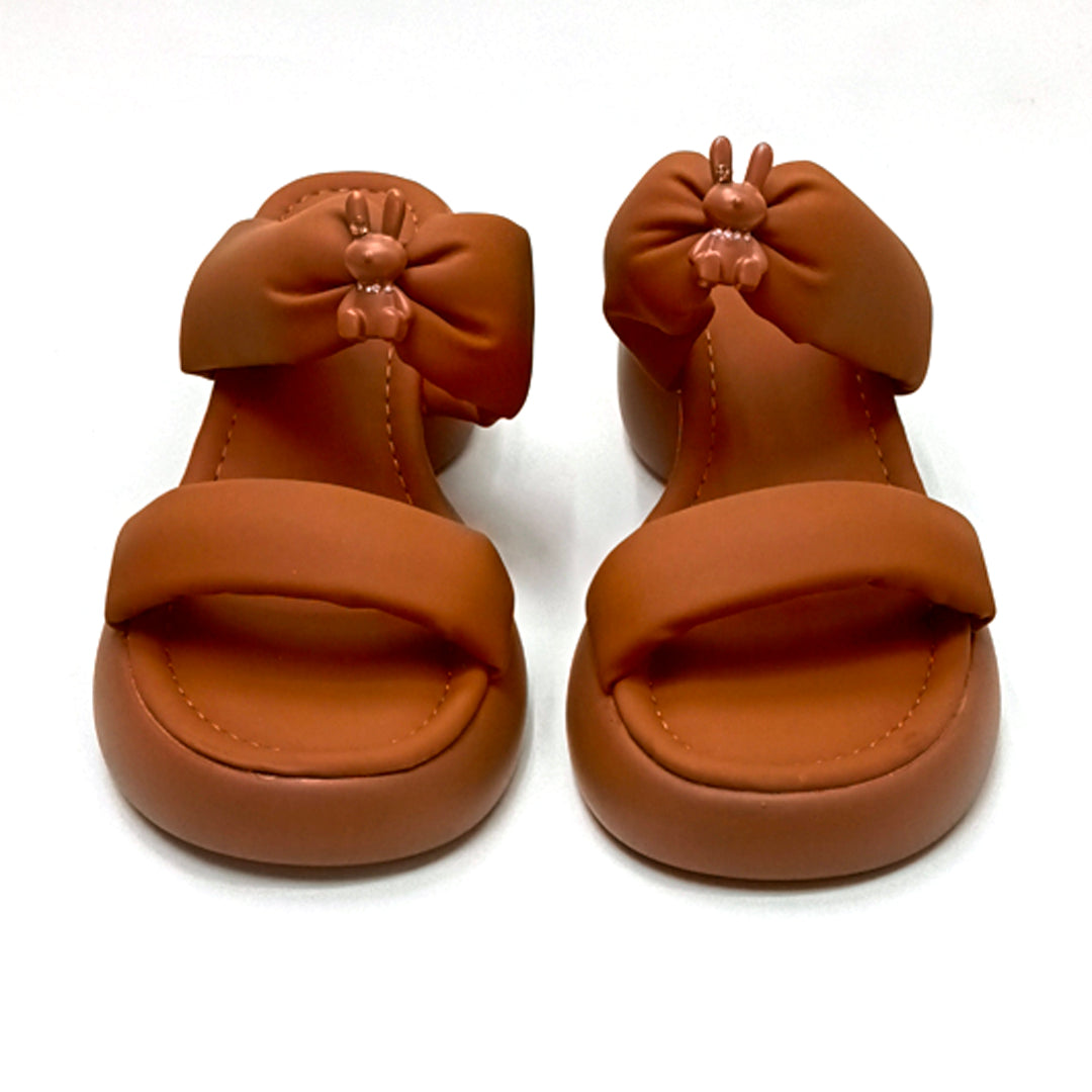 HONEY BUNNY-Plush Slippers on Blob Heels in-Tan.
