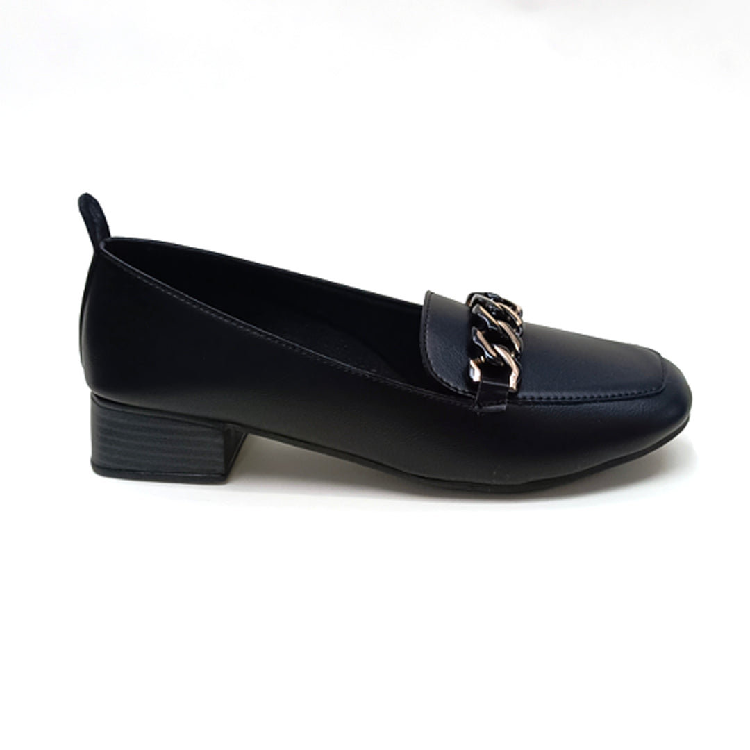 STEPH-Small Heel Loafer Belly in-Black.