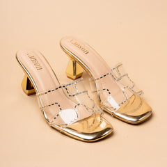 Ethereal Edge Embellished Gold Party Wear Heels