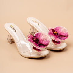 ORCHID BLOOM – Floral Statement Heels in Pink Base