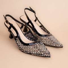 Cosmic Rush – Women’s Embellished Pointed-Toe Slingback Heels