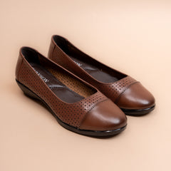Brown Paper Office Comfort Wedge Flats