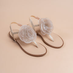 Moonflower Flat Sandals in Creamy Ivory
