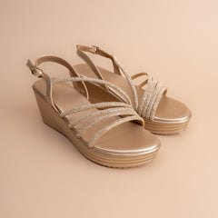 Crystal Strappy Wedge Sandals