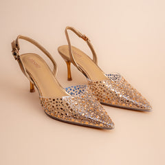 Celestine – Women’s Embellished Clear Slingback Heels