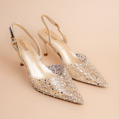 Celestine – Women’s Embellished Clear Slingback Heels