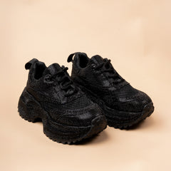 Midnight Black Embellished Sneakers