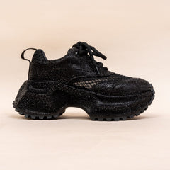 Midnight Black Embellished Sneakers