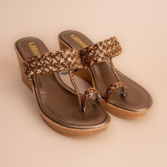 Women’s Metallic Braided Wedge Heels
