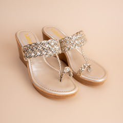 Women’s Metallic Braided Wedge Heels