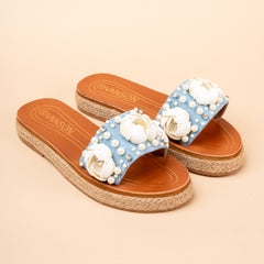 Shelly Denim platform Espadrille Slippers