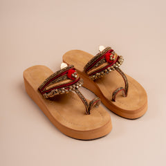 Rani Energy Handcrafted Platforms in Yellow gold and Cherry Red