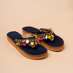 Lucky Charms Denim Platform Slippers