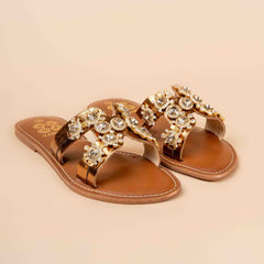 Zoya Jewel Embellished Regular Flats in Multicolour and Antique