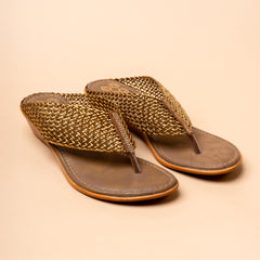 Heritage wedge ethnic wedge slipper in rose gold, white and antique