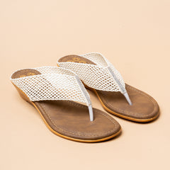 Heritage wedge ethnic wedge slipper in rose gold, white and antique