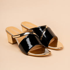 Metro Muse Block Heels for Formal wear in Black and Tan