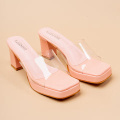 Glass Line Platform Party Heel in Black and Bubblegum pink