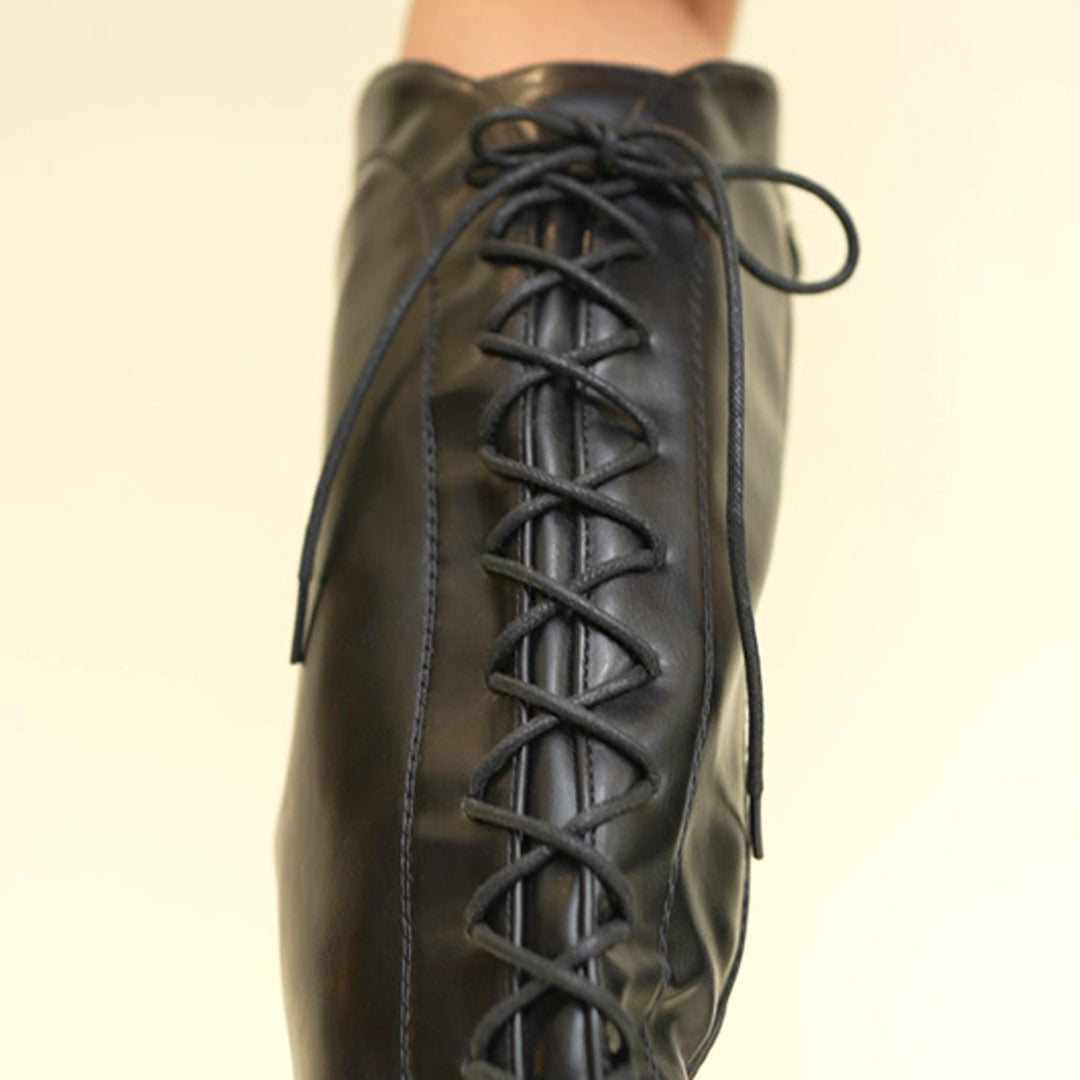 LACY MACY- Laces Boots in-Black.