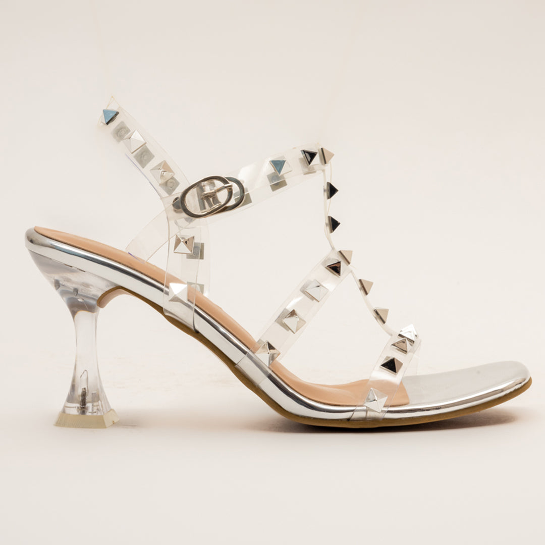 GLAM NUTS-Studded Eccentric Heel in-Silver