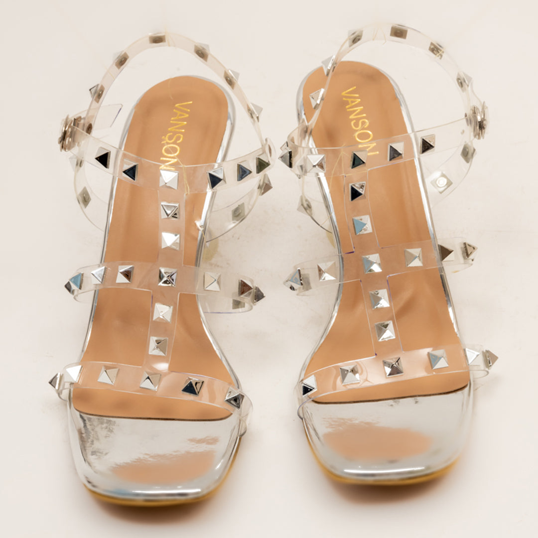 GLAM NUTS-Studded Eccentric Heel in-Silver
