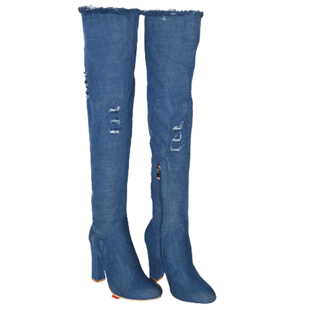 Summer Jean- Long Boots in-Blue.