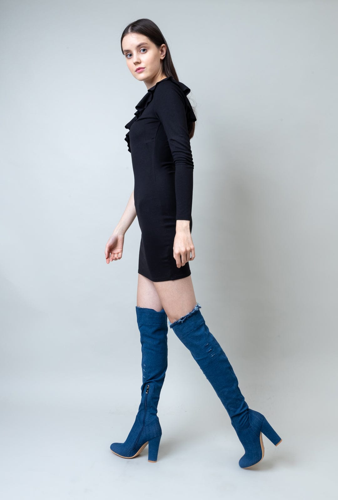 Summer Jean- Long Boots in-Blue.