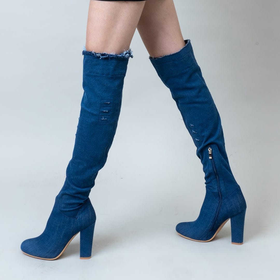 Summer Jean- Long Boots in-Blue.